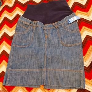 NWT Planet Motherhood Maternity Blue Denim Knee Skirt